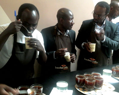 Guests enjoy coffee during the reopening of Bourbon Coffee UTC branch. The coffee bar has expanded its capacity to 185 seats from 75 previously. The New Times / Peterson Tumwebaze.