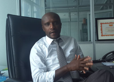  Celestin Rwabukumba, the CEO of Rwanda Stock Exchange during the interview.  Ben Gasore.