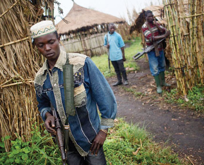 Some of the FDLR  fighters in one of their bases in the DR Congo. Net photo.