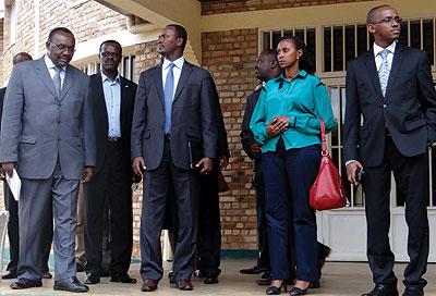 Kanimba (left) and other officials after commissioning the institute. The New Times / Peterson Tumwebaze.