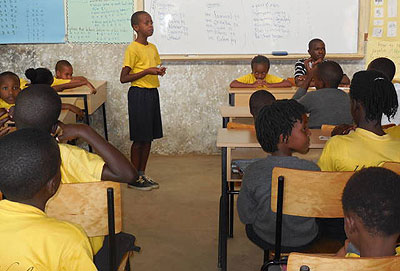 Pupils of Umumabo Primary School in a debate session recently. The pupils said the sessions held every Friday have helped them become better speakers 