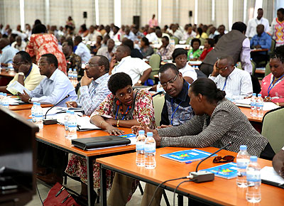 Some of the Cabinet ministers at the 11th National Leadership Retreat in Gabiro on March 10. Courtesy.