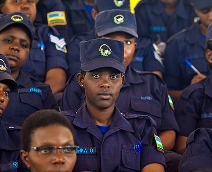  Police women at Petit Stade in Remera on January 30. (File)