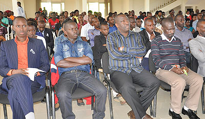 Some mourners at Tumba College of Technology during the commemoration event last week. Jean du2019Amour Mbonyinshuti. 