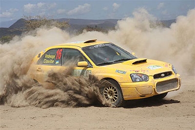 Giancarlo Davite and his navigator Slyvia Vindogel during a previous Kenya Safari rally. File.