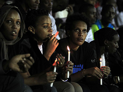 Rwandans kept a candle light vigil at Amahoro Stadium during the 20th anniversary commemoration of the 1994 Genocide against the Tutsi, on April 7. Courtesy.