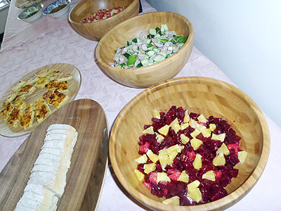 Fruit salad for the lunch buffet. (Moses Opobo)