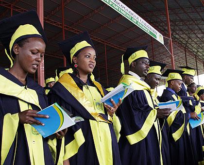 Students graduating at one of the local uiversities recently. The number of graduates is far higher than the available job opportunities. (File)