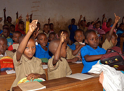 Primary school pupils in a classroom. File.