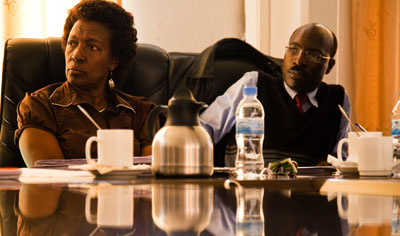 Parliamentary Budget Committee members, Constance Mukayuhi Rwaka  (L), the chairperson, and Theobald Mporanyi during the meeting. Timothy  Kisambira. 