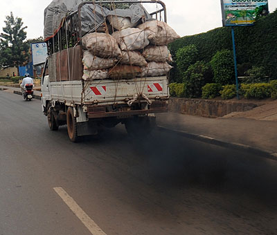 A lorry carrying foodstuff pollutes the air. Timothy Kisambira . 