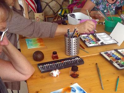 Tollenaere conducts an art class at her home in Kimihurura recently. (Moses Opobo)