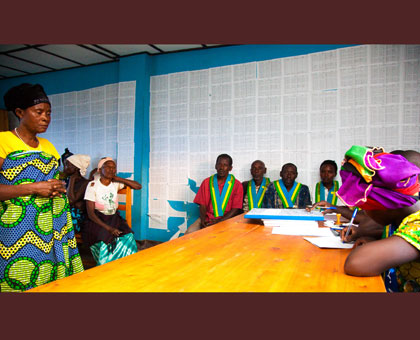 A Karongi resident appears before local mediators, the Abunzi, one of the homegrown systems citizens have rated highly. Timothy Kisambira.