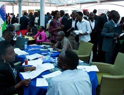 Job seekers meet potential employers on u2018Job dayu2019 last year. Unemployment is increasingly becoming an issue in Rwanda. File. 