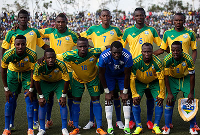 The Amavubi Stars team that started last Saurdayu2019s 2015 Afcon qualifier against Libya, which Rwanda won 3-0. Timothy Kisambira.