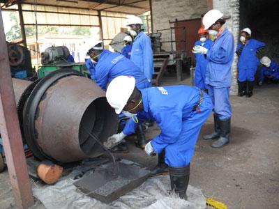 Miners in Nyakabingo in Rulindo District. Waste management remains a challenge. (File)