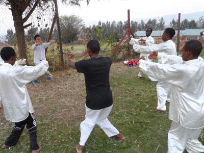 Students undergoing a Kung-fu lesson at the institute. (Moses Opobo)