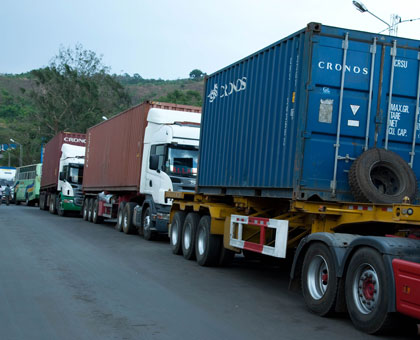 Container trucks cross into Tanzania from Rwanda. MSA has criticised Dar es Salaam port and Tanzanian police for failing to explain the circumstances behind the theft of the companyu2019s minerals. File.