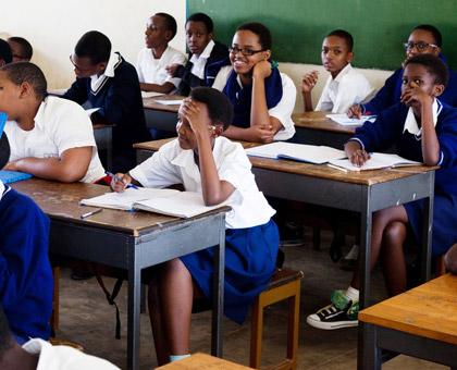 Students attending a lesson. There is need to avail them with more reading materials to boost literacy. (Timothy Kisambira)