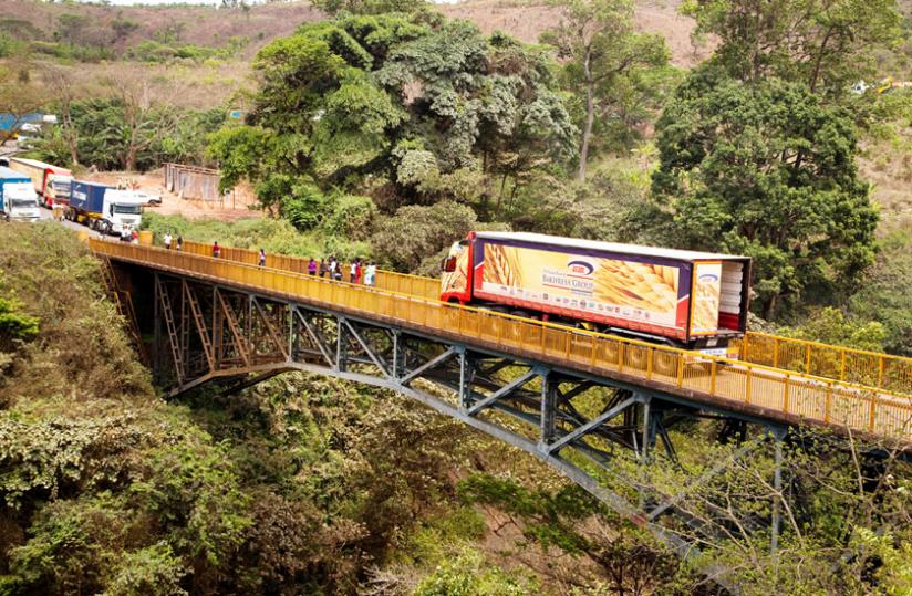 A truck crosses from Rwanda into Tanzania at Rusumo Border. (File)