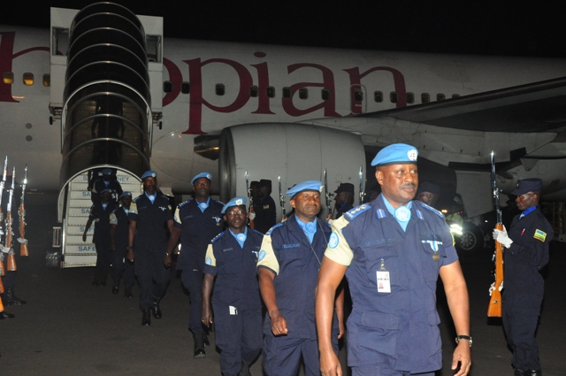 The maiden contingent of 140 officers on their return from Mali yesterday. Courtesy 