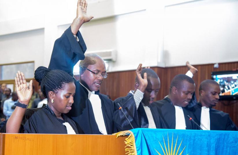 Some of the lawyers take an oath at the Supreme Court yesterday. (Timothy Kisambira)