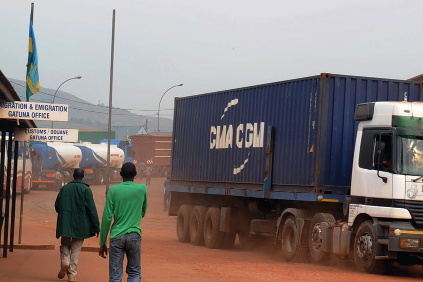 Cargo truck leaves Rwanda at Gatuna border. Gatuna border post will start operating a one-stop border system next year. 