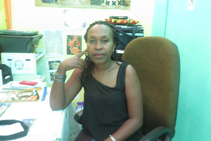 Nibagwire in her home-based office in Kiyovu.