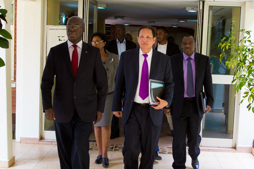 PM Murekezi (L), Dr Larose(C) and Amb. Gatete after the meeting yesterday. (Timothy Kisambira)