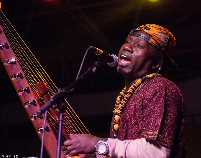 Senegalese music maestro Cissoko Noumoucounda, performs at the Isaano Arts festival. (Hassan Mutuhe)