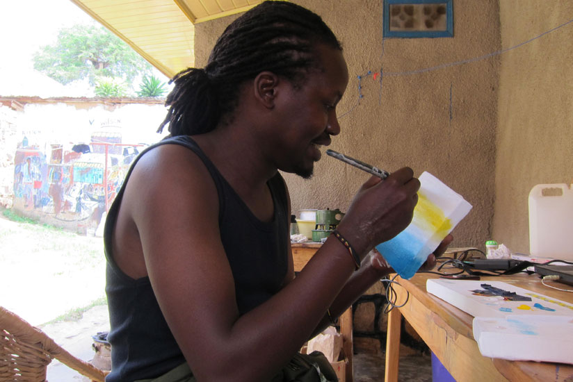 Hakizimana at his art gallery in Kimihurura. (Courtesy)