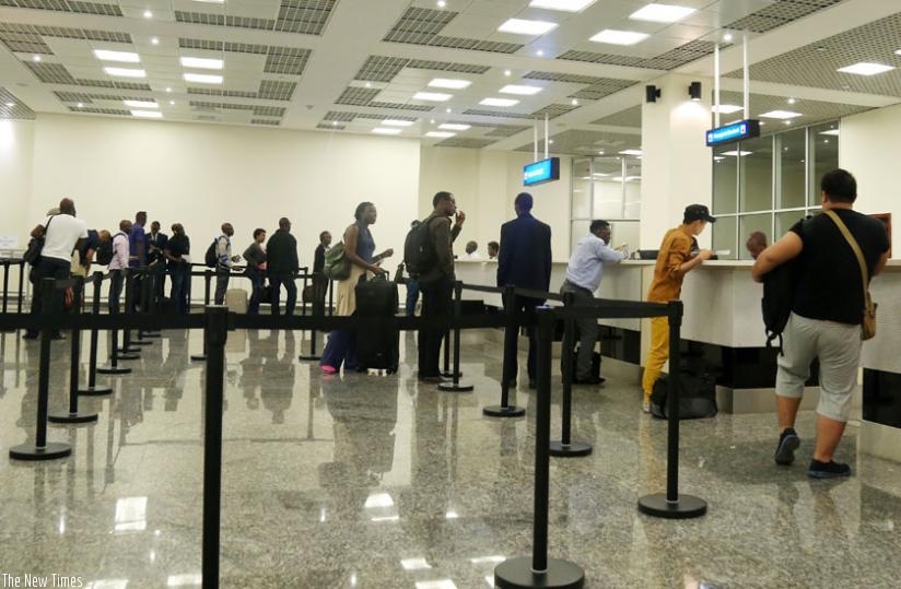 Passengers being cleared at Kigali International Airport. (File)