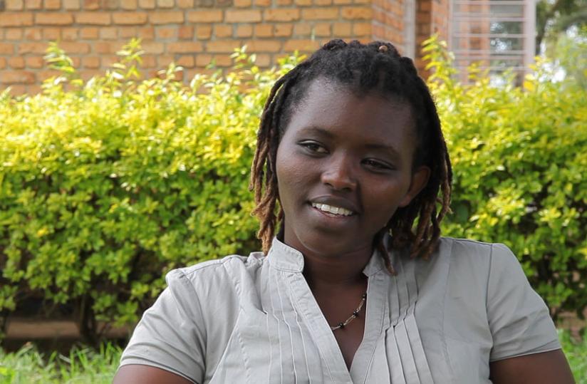 Genocide survivor Grace Mukankusi recounts her experiences in an interview. (Faustin Niyigena)