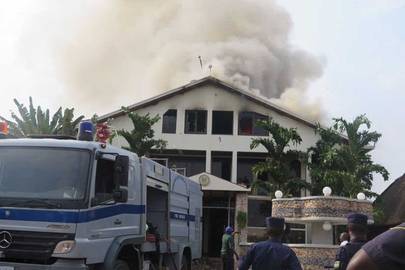 Luxury Hotel in Kimironko was gutted by fire last year. It is important for buildings, especially those meant for public use, to have clearly marked fire escape routes in case of accidents like fire outbreaks. (Michel Nkurunziza)