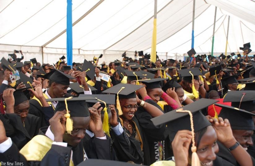 Some of the Graduands during a past graduation ceremony at University of Rwanda's College of Business and Economics (CBE) in Kigali. (File)