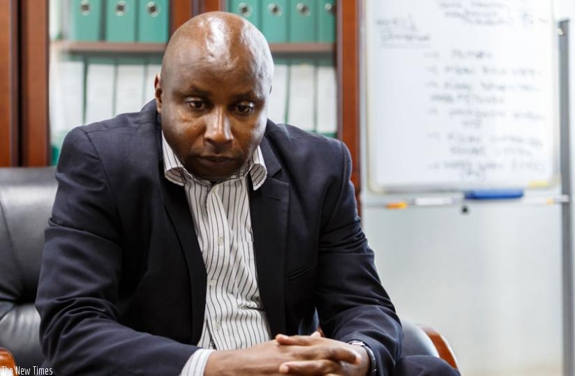 Mugiraneza during the interview at his office in Kigali recently. (Peterson Tumwebaze)