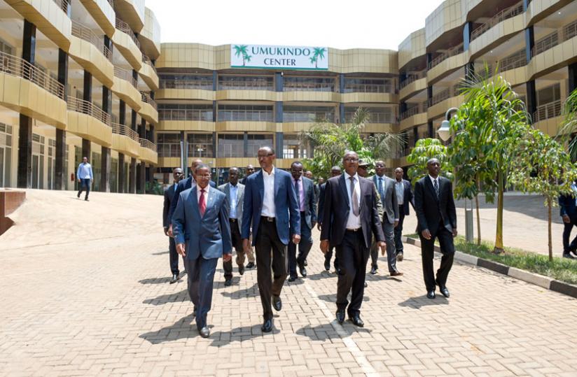 President Kagame during his visit at Gakiriro in Gisozi yesterday. (Village Urugwiro)