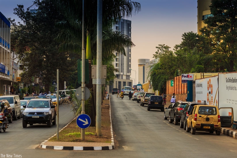 The Ecole Belge junction - Centenary House in the Central Business District that will be car-free effective today.  (Timothy Kisambira)