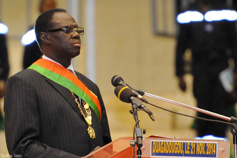 President Michel Kafando during inauguration ceremony in Ouagadougou last year. (Internet photo)