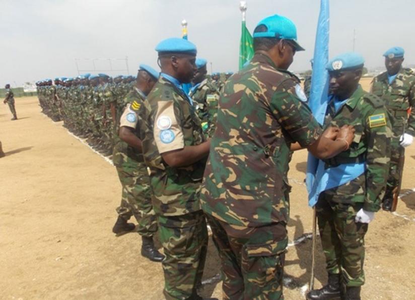 An RDF officer being decorated in Darfur yesterday.