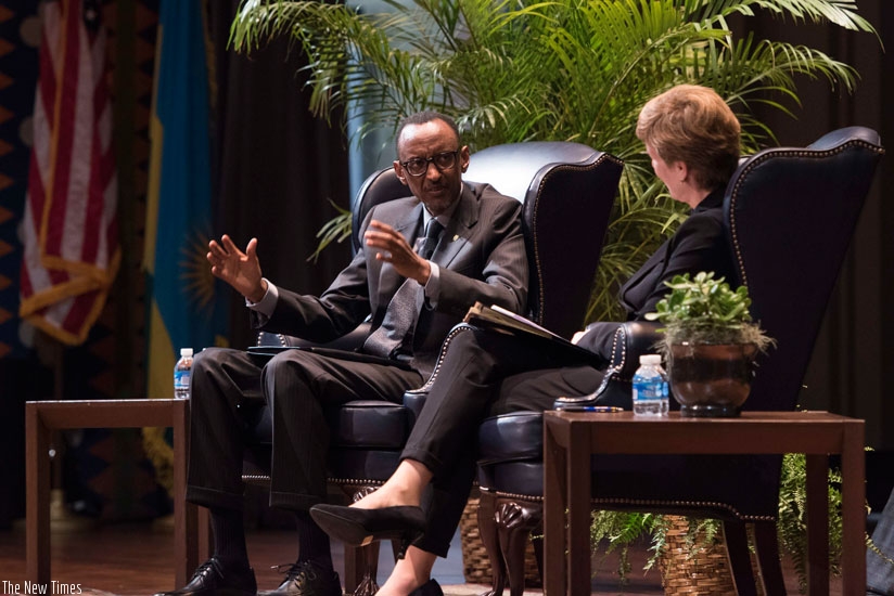 President Kagame speaks at the Wharton Business School, University of Pennsylvania yesterday. (Village Urugwiro)