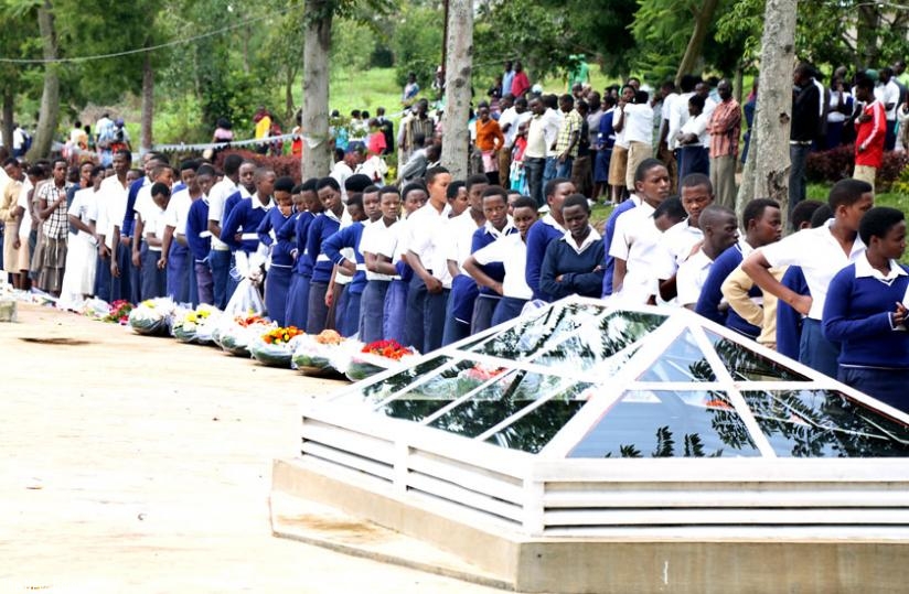 Students queue to enter Kinazi Genocide memorial site during the commemoration earlier this year. (File)