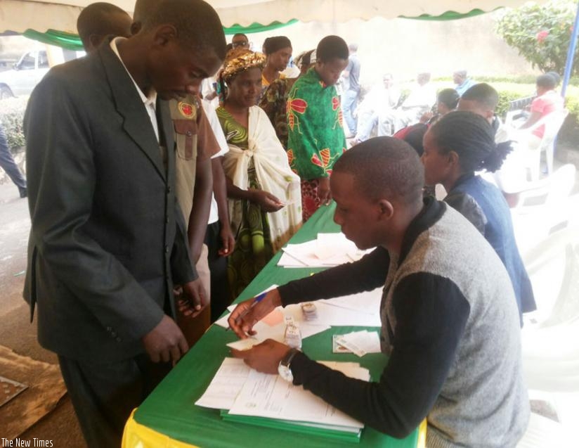 Rwadans in Uganda during an early vote in referendum in Kampala yesterday. (Gasheegu Muramila)