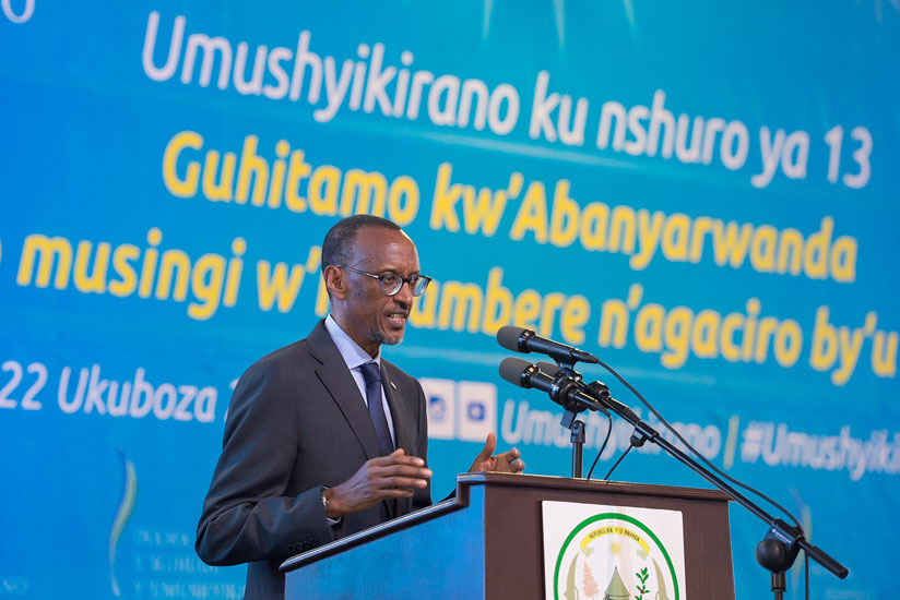 President Kagame addressing delegates at the National Dialogue Council (Umushyikirano) on Monday morning. (Urugwiro Village)