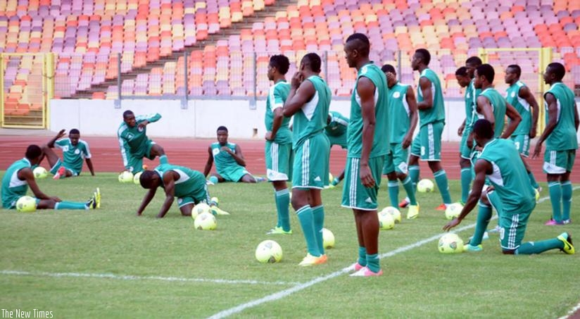 The Nigerian team trains ahead of the CHAN tournament next month. (Net photo)