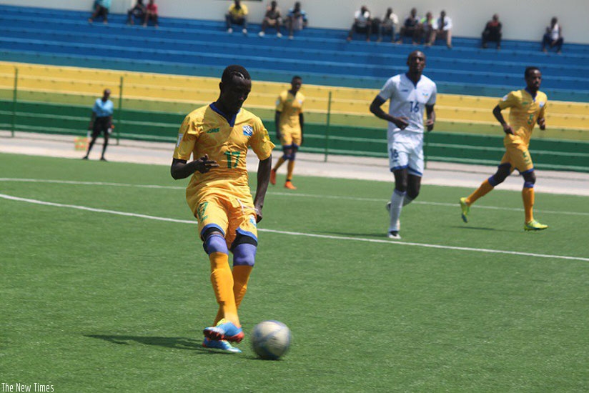 Rayon Sports defender Fiston Munezero, seen here during Sunday's training match, is one of the new players that have impressed in camp. (Courtesy)