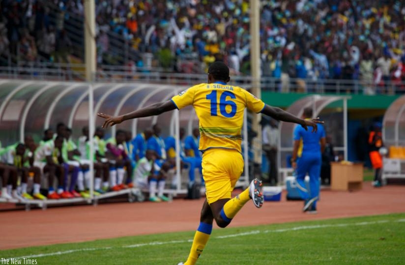 Sugira wheels away to celebrate his goal. (T. Kisambira)