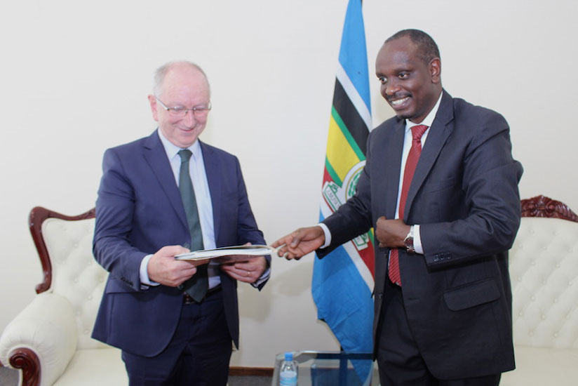 Sezibera and the Belgian ambassador to the EAC, Paul Cartier. (Courtesy)