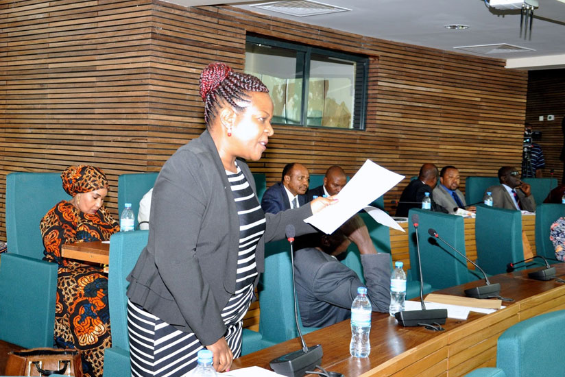 MP Dora Byamukama (Uganda) speaking during an Eala Assembly in Tanzania. (Internet photo)