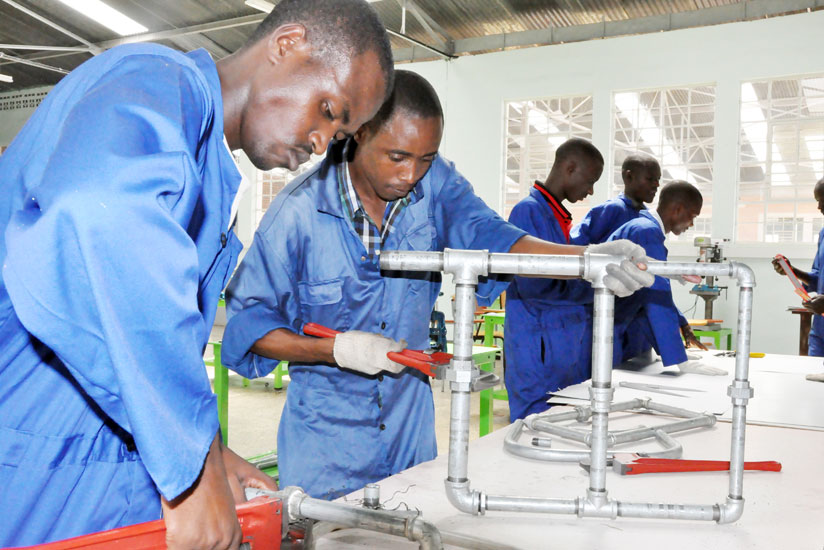 TVET students during a plumbing practical session. (File)